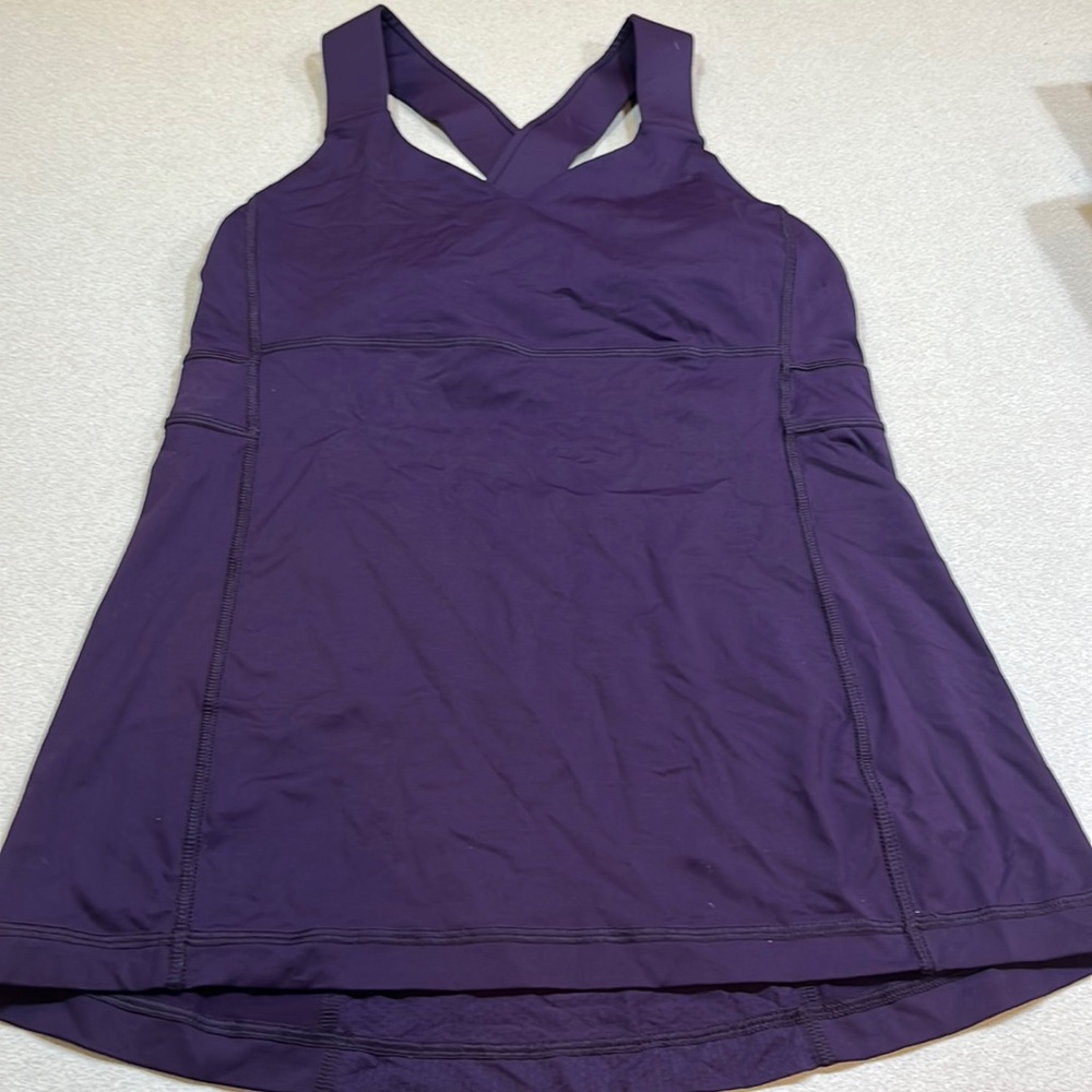 Lululemon purple size 6 criss cross tank thick strap